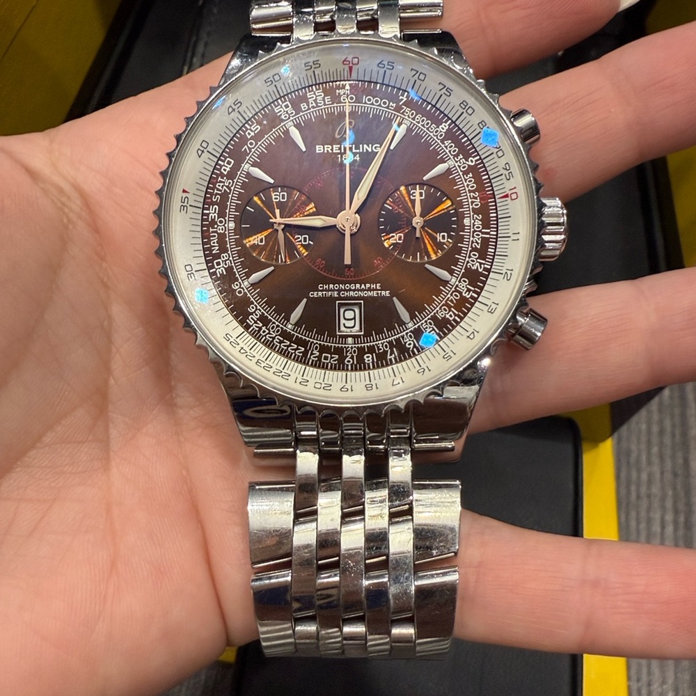 Breitling watch with bronze dial w/bronze subdial